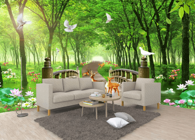 3D Sika Deer Bridge WC746 Wall Murals Wallpaper AJ Wallpaper 2