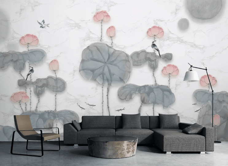 3D Lotus Bird WC469 Wall Murals Wallpaper AJ Wallpaper 2