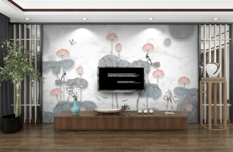 3D Lotus Bird WC469 Wall Murals Wallpaper AJ Wallpaper 2