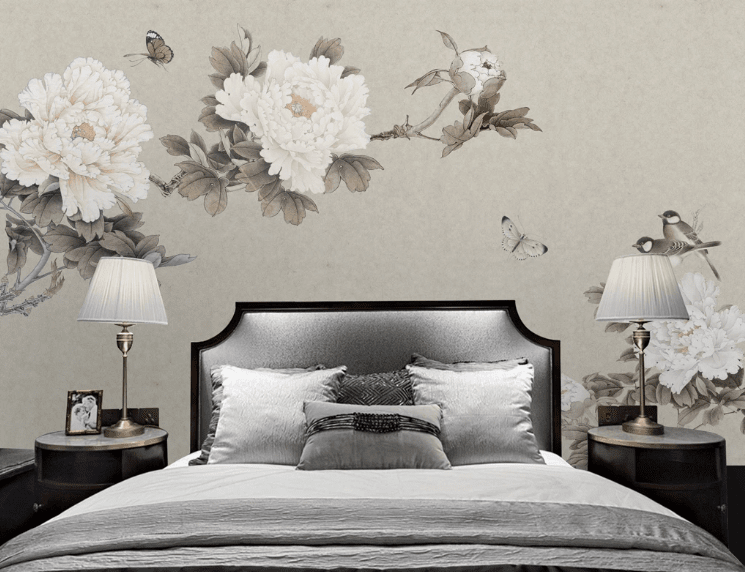 3D Peony Bird WC468 Wall Murals Wallpaper AJ Wallpaper 2