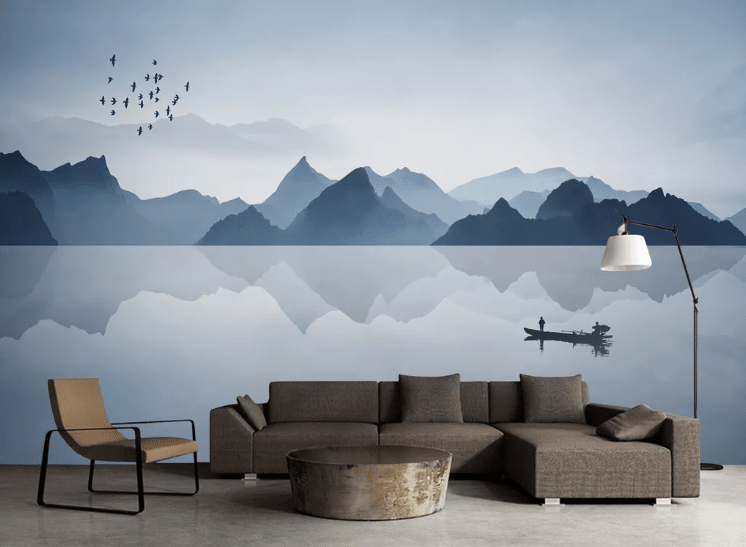 3D Mountain Lake WC431 Wall Murals Wallpaper AJ Wallpaper 2