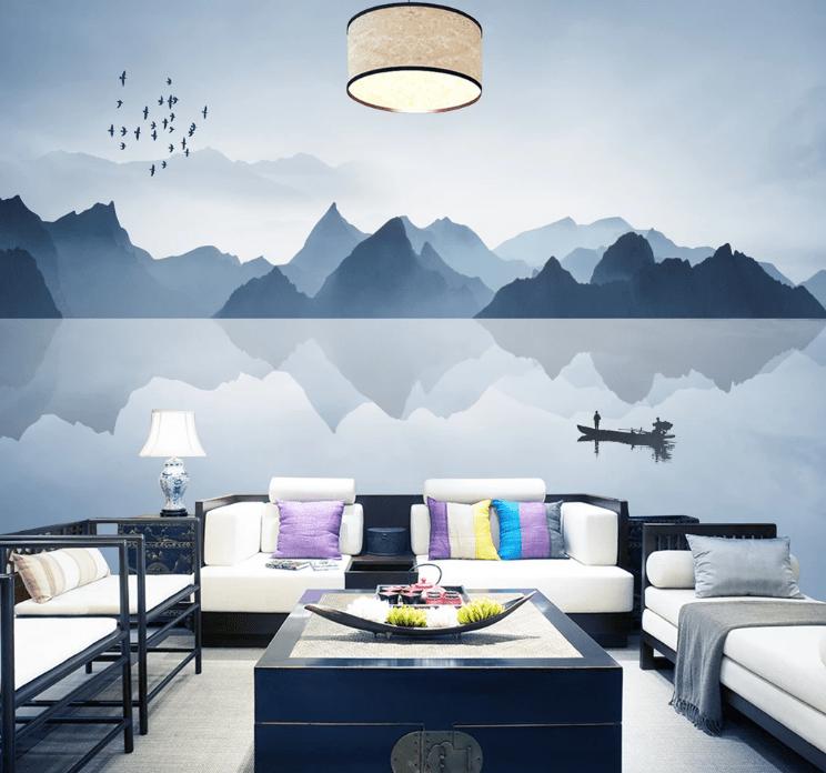 3D Mountain Lake WC431 Wall Murals Wallpaper AJ Wallpaper 2
