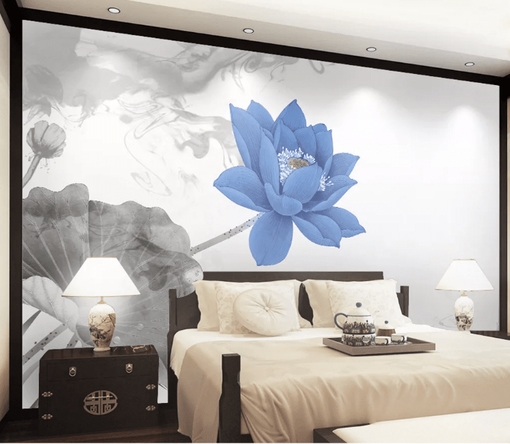 3D Blue Lotus WC380 Wall Murals Wallpaper AJ Wallpaper 2