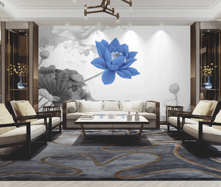 3D Blue Lotus WC380 Wall Murals Wallpaper AJ Wallpaper 2