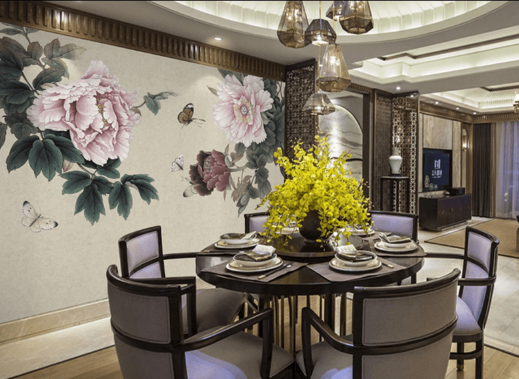3D Red Peony Butterfly WC346 Wall Murals Wallpaper AJ Wallpaper 2