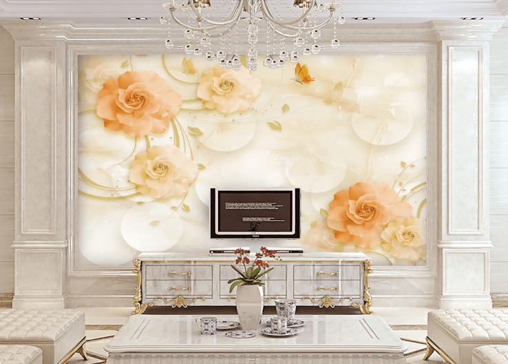 3D Orange Butterfly WC336 Wall Murals Wallpaper AJ Wallpaper 2