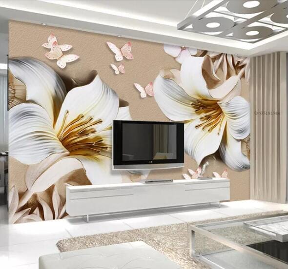 3D Blooming Lily WC160 Wall Murals Wallpaper AJ Wallpaper 2