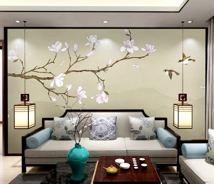 3D Pink Flower Swallow WC2717 Wall Murals