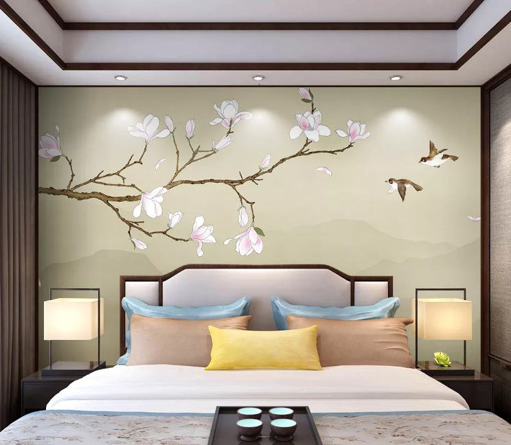 3D Pink Flower Swallow WC2717 Wall Murals