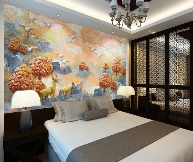 3D Yellow Deer WC699 Wall Murals Wallpaper AJ Wallpaper 2