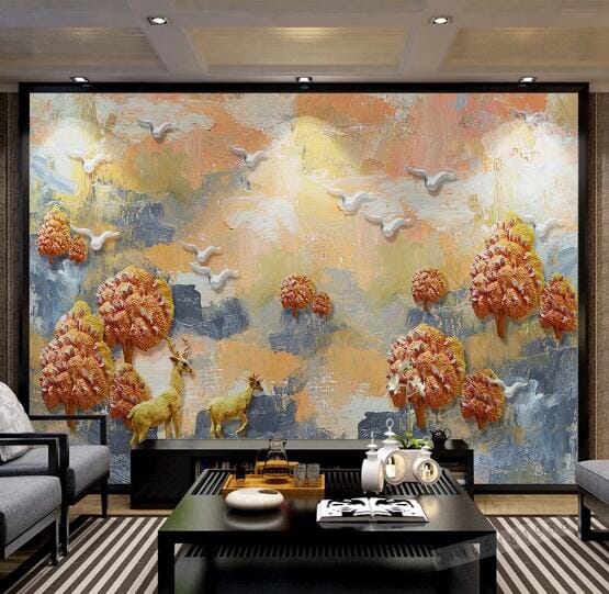 3D Yellow Deer WC699 Wall Murals Wallpaper AJ Wallpaper 2