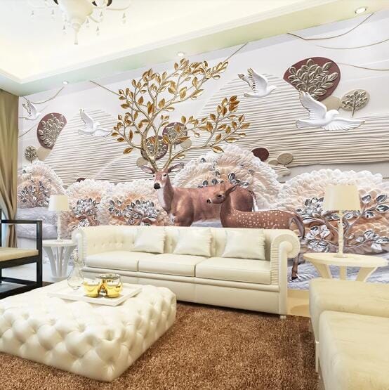 3D Deer Dove WC689 Wall Murals Wallpaper AJ Wallpaper 2