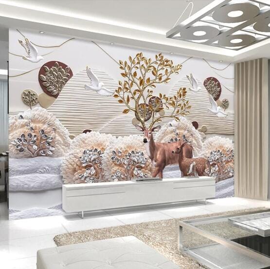 3D Deer Dove WC689 Wall Murals Wallpaper AJ Wallpaper 2