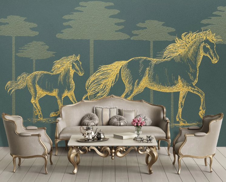 3D Graffiti Yellow Horse WC2510 Wall Murals