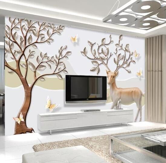 3D Deer Tree WC614 Wall Murals Wallpaper AJ Wallpaper 2