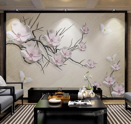3D Ceramic Plum WC612 Wall Murals Wallpaper AJ Wallpaper 2