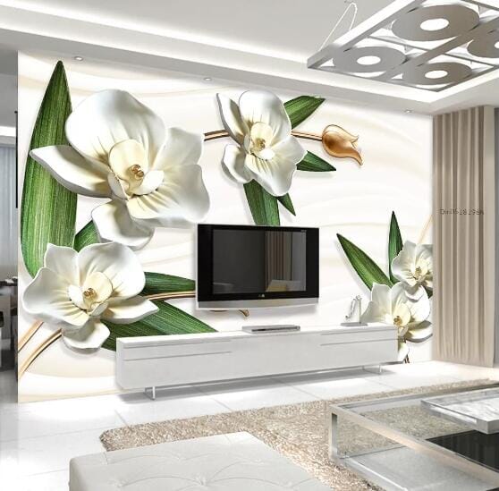 3D Leaf Lily WC509 Wall Murals Wallpaper AJ Wallpaper 2