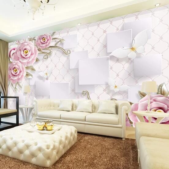 3D Square Flower WC508 Wall Murals Wallpaper AJ Wallpaper 2