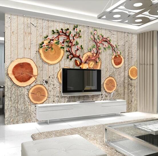 3D Wood Ring WC503 Wall Murals Wallpaper AJ Wallpaper 2