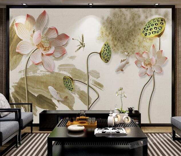 3D Green Lotus Seeds WC495 Wall Murals Wallpaper AJ Wallpaper 2