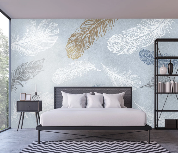 3D Graffiti Feathers WC2538 Wall Murals