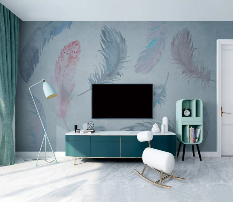 3D Pink Feather WC2566 Wall Murals
