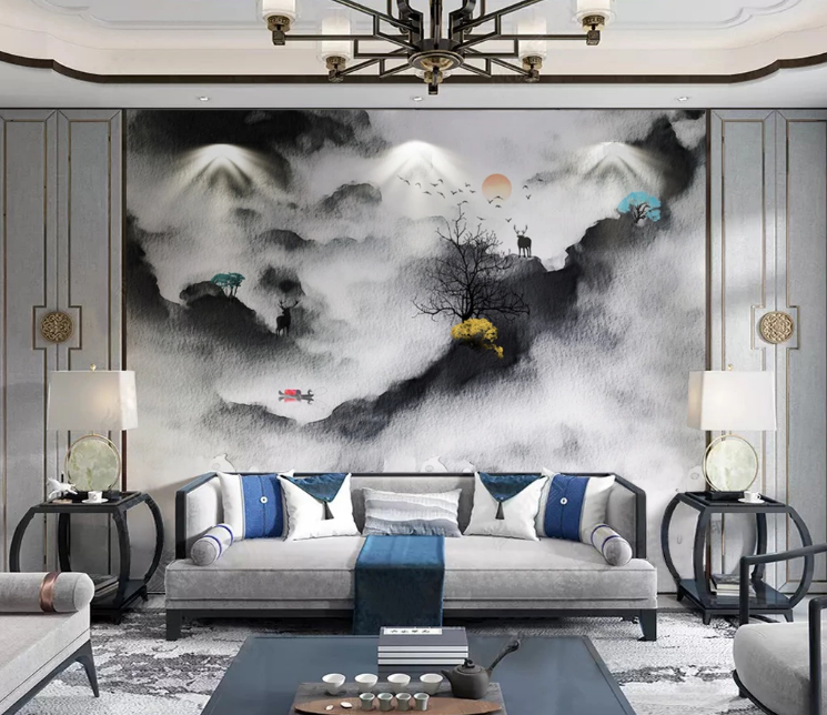 3D Black Fawn Boat WC2454 Wall Murals