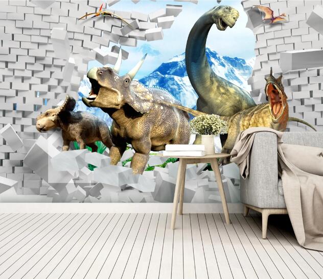 3D Dinosaur Mountain WC1470 Wall Murals