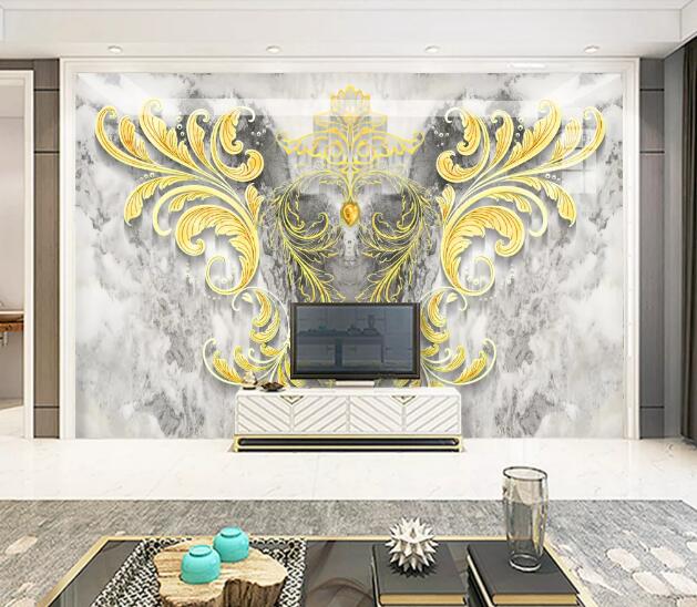 3D Golden Pattern WC1365 Wall Murals