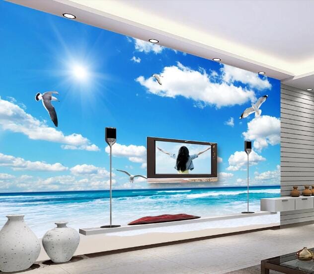 3D Sunshine Seagull WC457 Wall Murals Wallpaper AJ Wallpaper 2