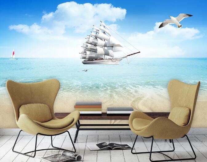 3D Steamer Beach WC379 Wall Murals Wallpaper AJ Wallpaper 2