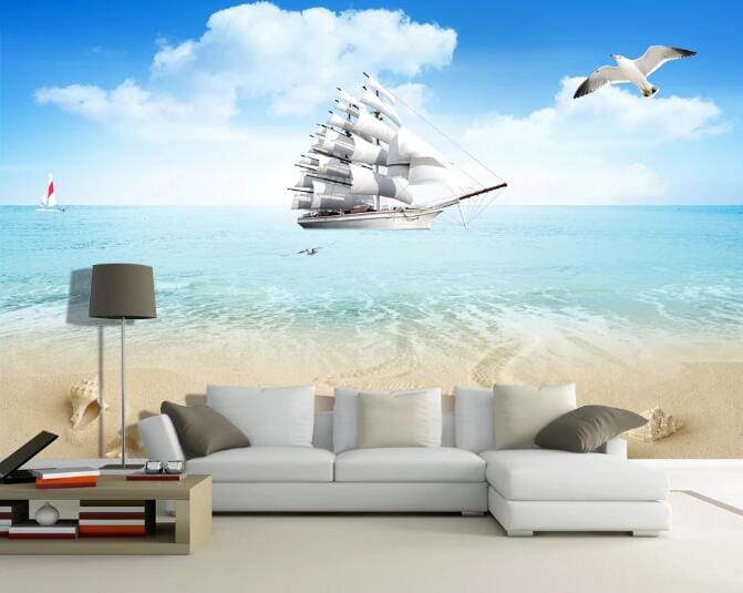 3D Steamer Beach WC379 Wall Murals Wallpaper AJ Wallpaper 2