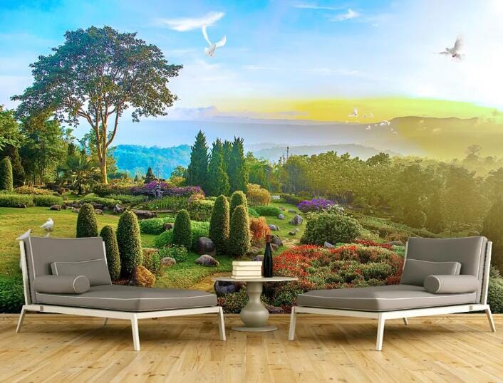 3D Pigeon Garden WC319 Wall Murals Wallpaper AJ Wallpaper 2