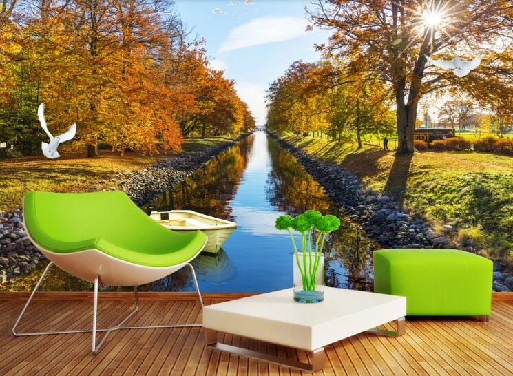 3D River Boat WC284 Wall Murals Wallpaper AJ Wallpaper 2