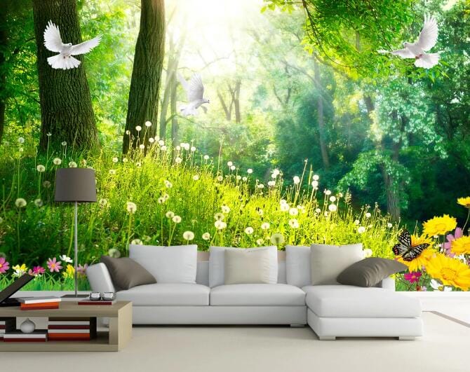 3D Chrysanthemum Pigeon WC203 Wall Murals Wallpaper AJ Wallpaper 2