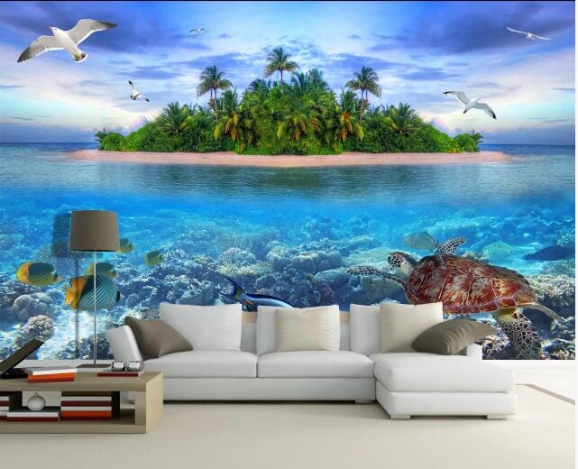 3D Seagull Turtle WC196 Wall Murals Wallpaper AJ Wallpaper 2