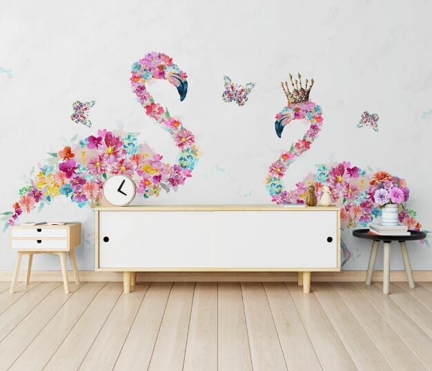 3D Flamingo Flower WC979 Wall Murals Wallpaper AJ Wallpaper 2