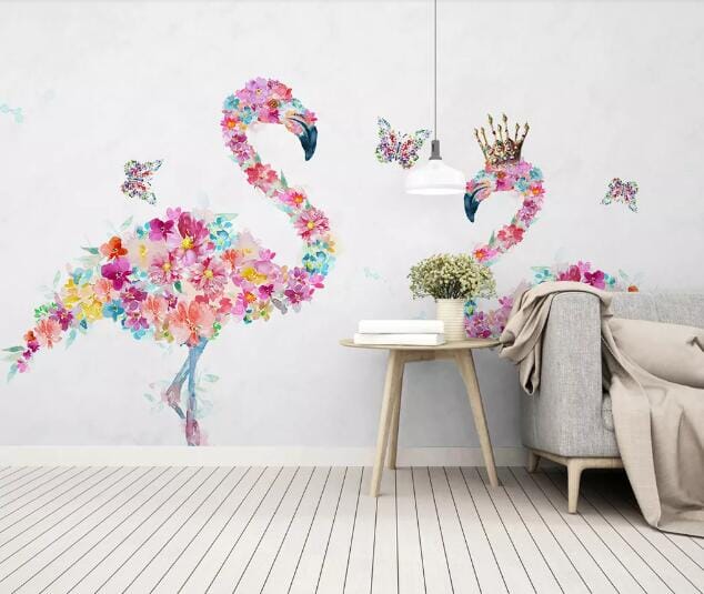 3D Flamingo Flower WC979 Wall Murals Wallpaper AJ Wallpaper 2