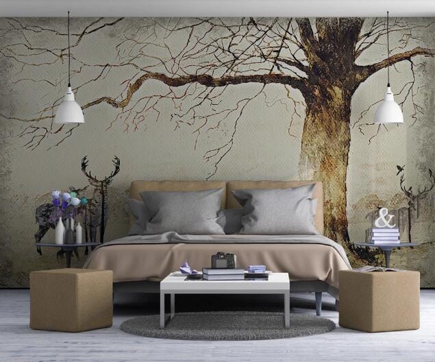3D Tree Chair WC957 Wall Murals Wallpaper AJ Wallpaper 2