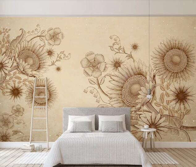 3D Sunflower Flower WC938 Wall Murals Wallpaper AJ Wallpaper 2
