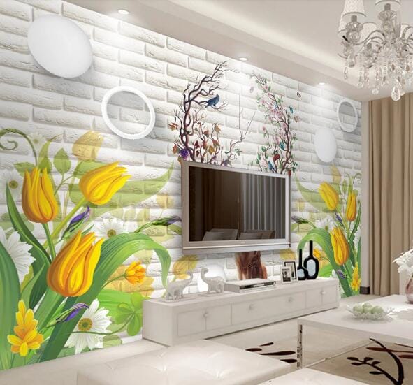 3D Tulip Deer WC243 Wall Murals Wallpaper AJ Wallpaper 2