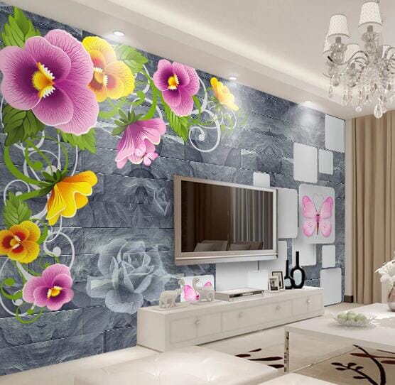 3D Butterfly Flower WC225 Wall Murals Wallpaper AJ Wallpaper 2