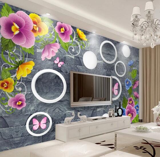 3D Red Butterfly WC224 Wall Murals Wallpaper AJ Wallpaper 2