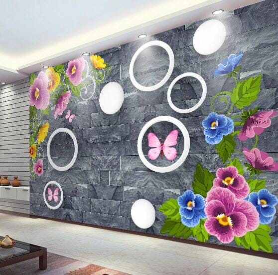 3D Red Butterfly WC224 Wall Murals Wallpaper AJ Wallpaper 2