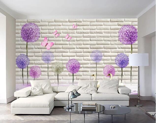 3D Violet Swan WC214 Wall Murals Wallpaper AJ Wallpaper 2