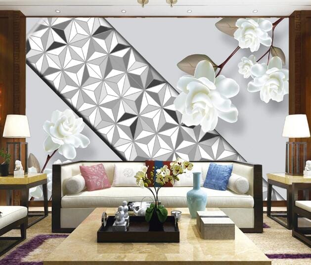 3D White Gardenia WC1068 Wall Murals Wallpaper AJ Wallpaper 2