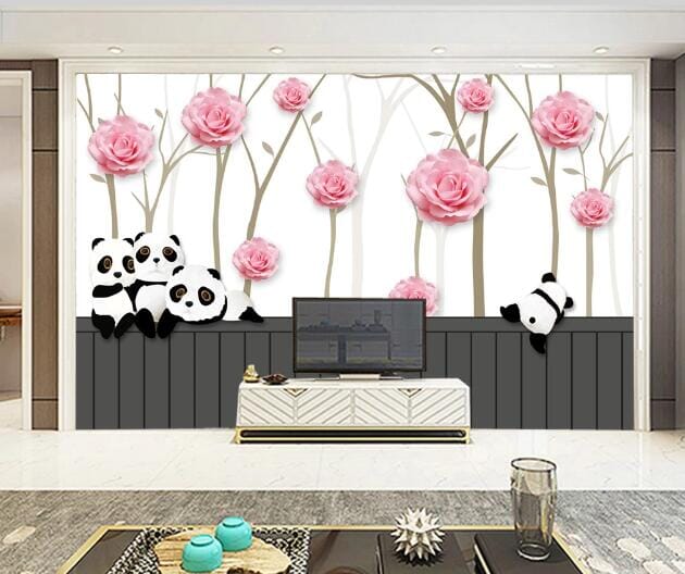3D Rose Panda WC987 Wall Murals Wallpaper AJ Wallpaper 2