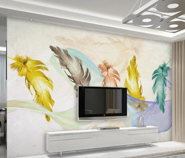 3D Colored Feathers WC2780 Wall Murals