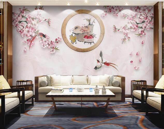 3D Kingfisher Petals WC1660 Wall Murals