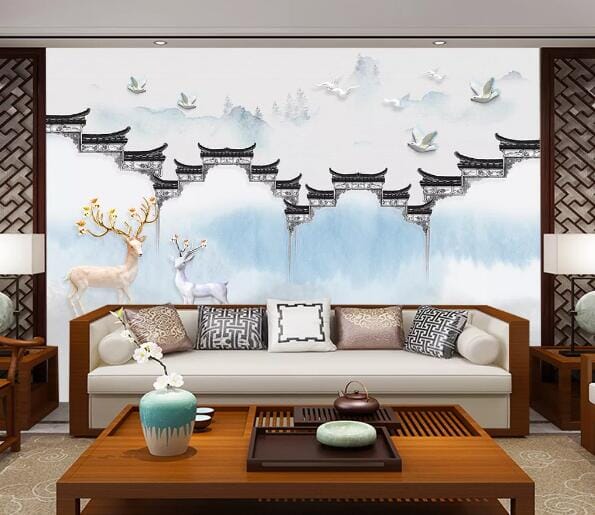 3D Deer Dove WC903 Wall Murals Wallpaper AJ Wallpaper 2